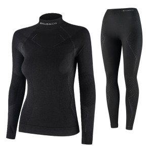 Brubeck komplet damskiej, wełnianej bielizny termoaktywnej Extreme Merino / kolor czarny